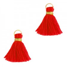 Quaste Ibiza Style 1.5cm Gold-crimson red